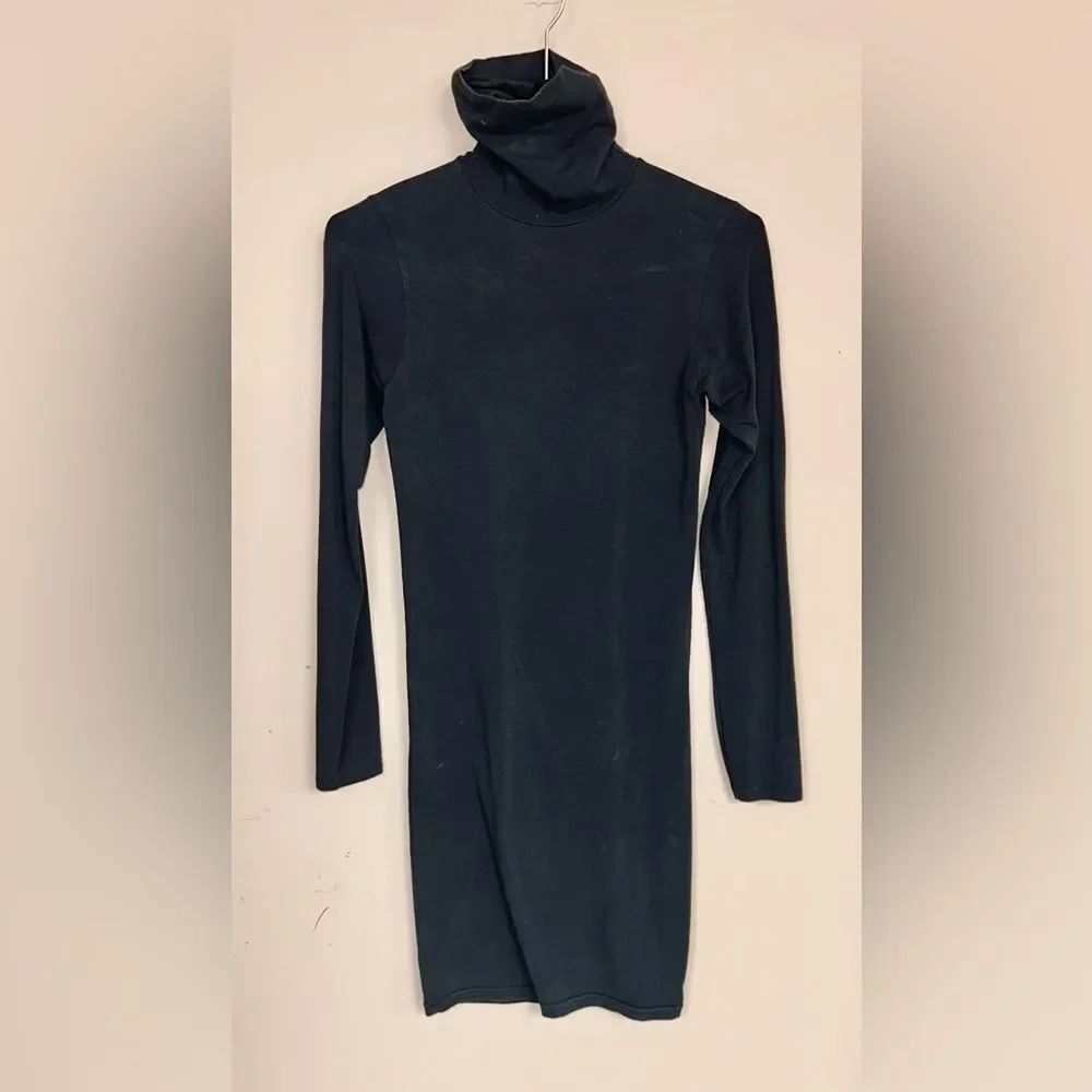 American Apparel Blue Long Sleeve Bateau Bodycon Dress
